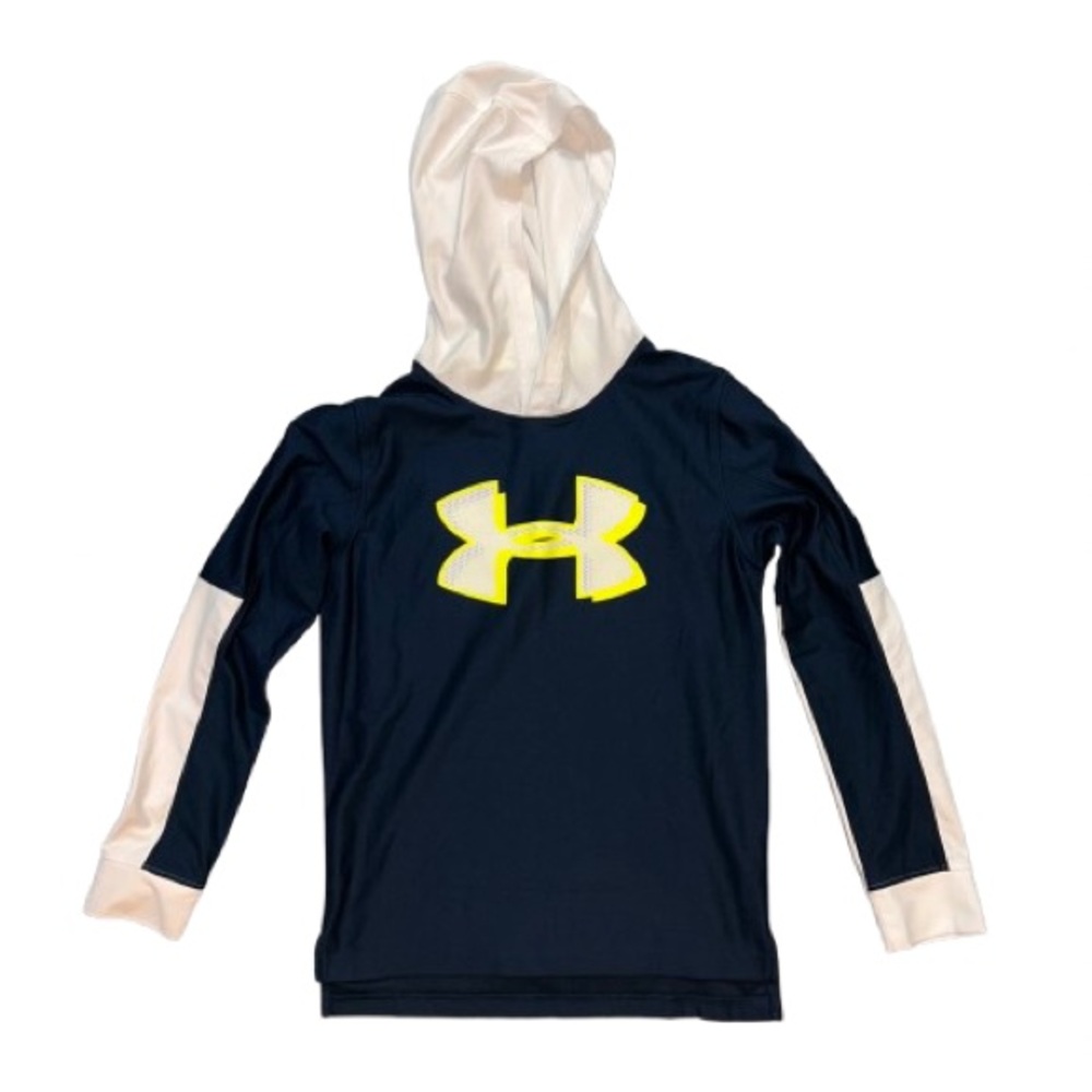 Under Armour Boys Medium HeatGear Blue & White Long Sleeve Hooded Shirt